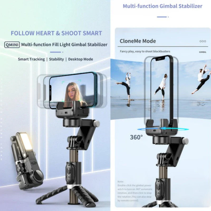 Last Day Sales - 60% OFF360° Rotating 3-Axis Foldable Gimbal Stabilizer for Smartphones Recording