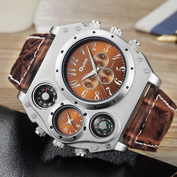 Steampunk Dual Time Zone Four Dial Big F...