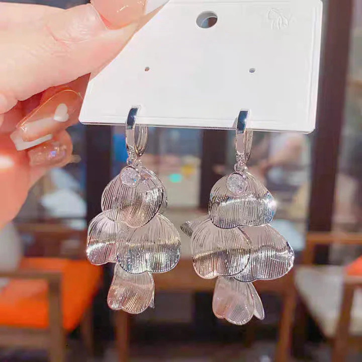 Women’s Layered Leaf Hoop Dangle Earrings