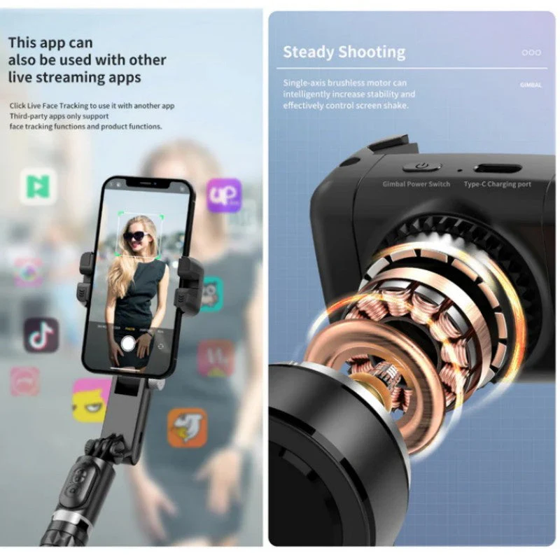 Last Day Sales - 60% OFF360° Rotating 3-Axis Foldable Gimbal Stabilizer for Smartphones Recording