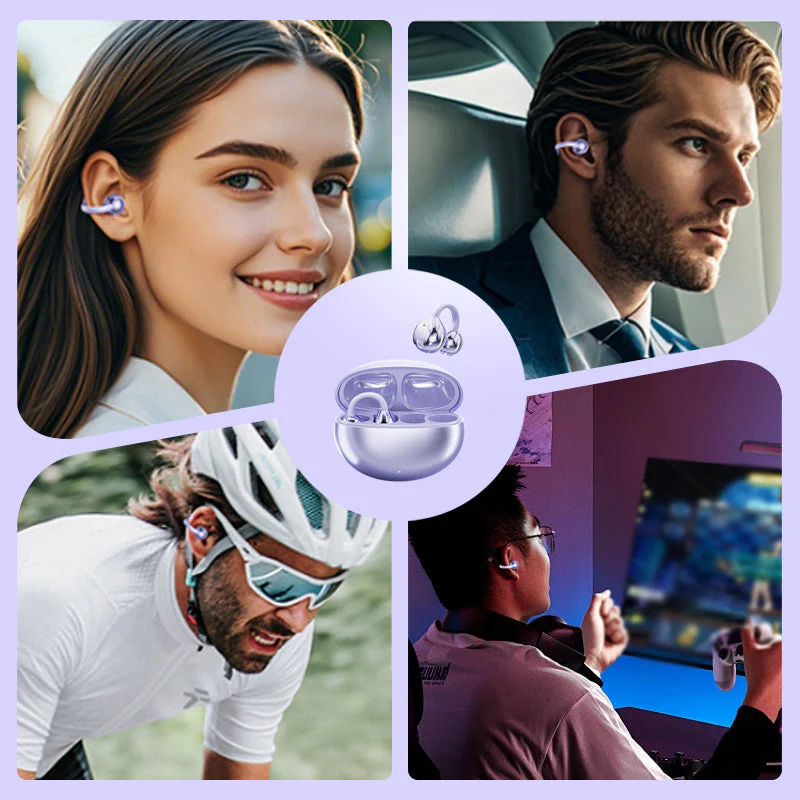 Bluetooth 5.4 Clip-On Open Ear Earbuds with Noise Cancelling
