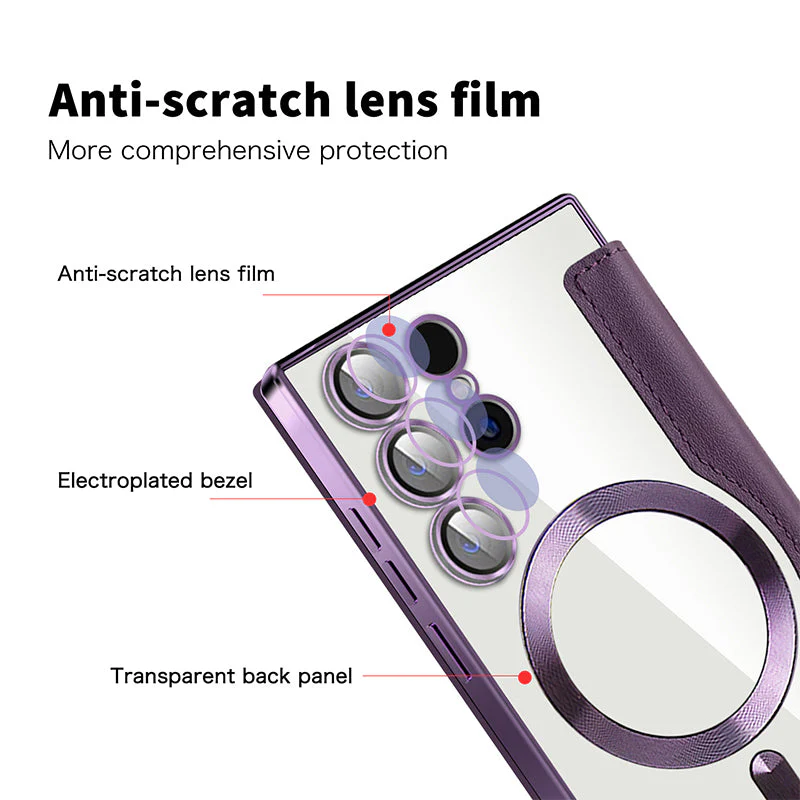 Lens Protection Magnetic Flip Phone Case For Samsung S22/S23/S24/S25