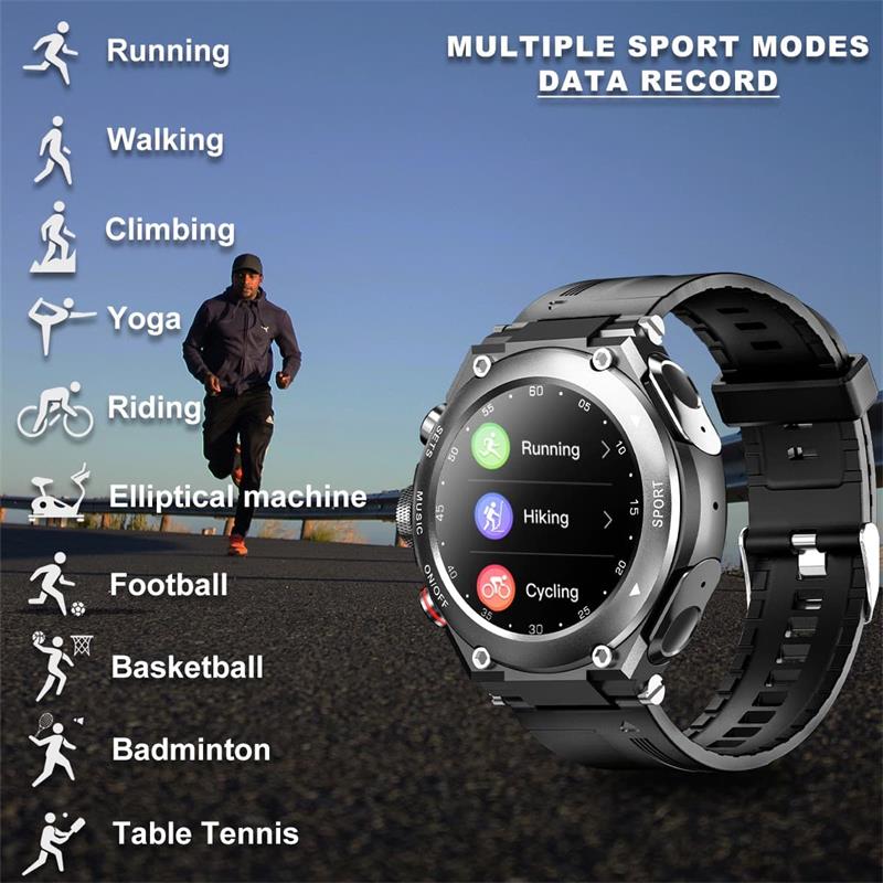 Cttopk™ - Sports Smartwatch with Wireless Earphones (Works with iPhone & Android)