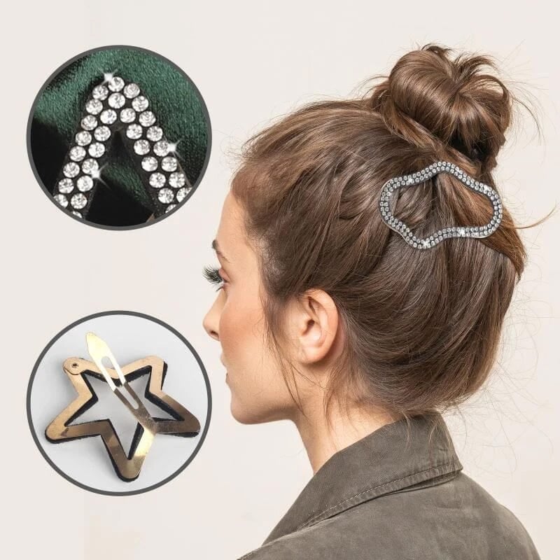 Rhinestone Bling Snap Hair Clip Barrette...
