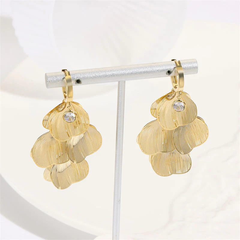 Women’s Layered Leaf Hoop Dangle Earrings