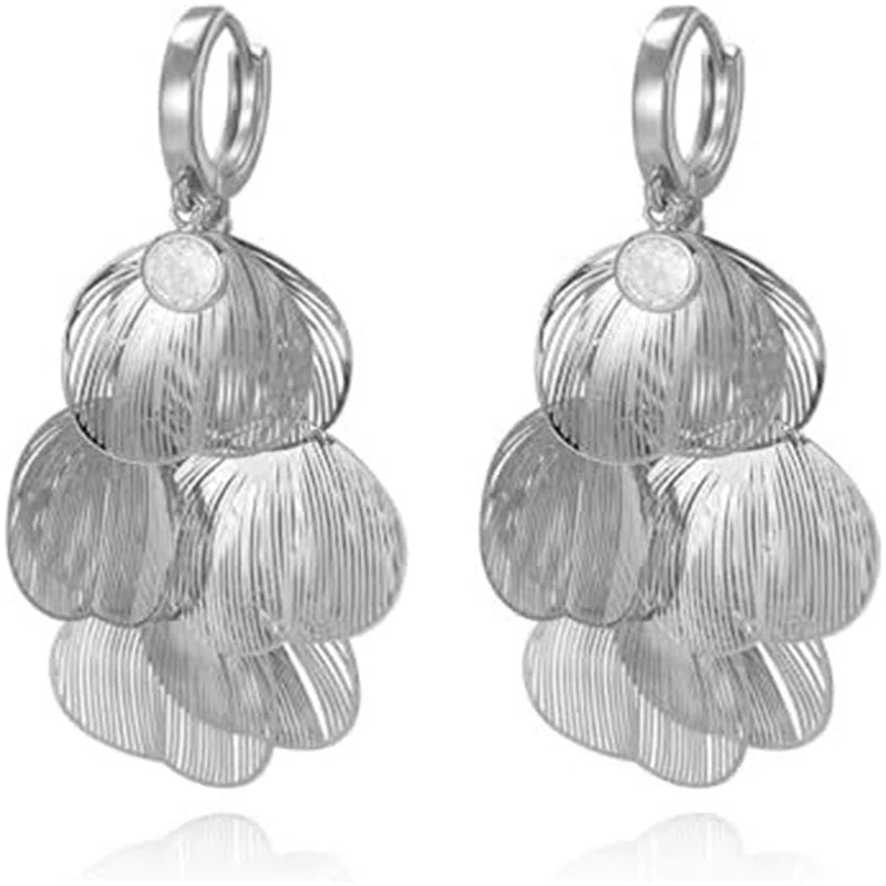 Women’s Layered Leaf Hoop Dangle Earrings