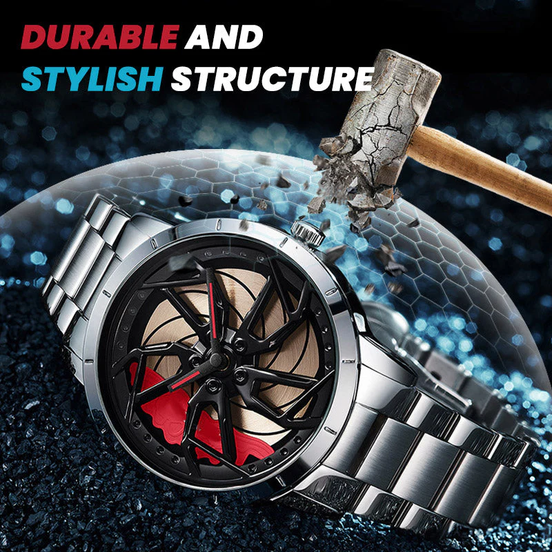 Rotating Skeleton Car Wheel Wrist Watch Rotating Skeleton Car Wheel Wrist Watch