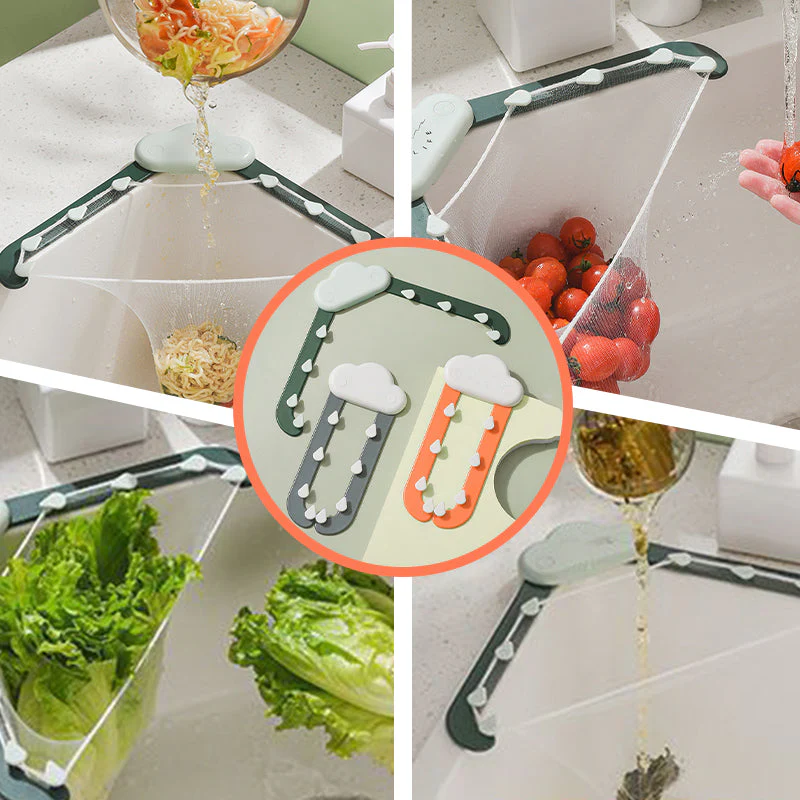 Sink Strainer Triangle Holder & Disposable Mesh Strainer