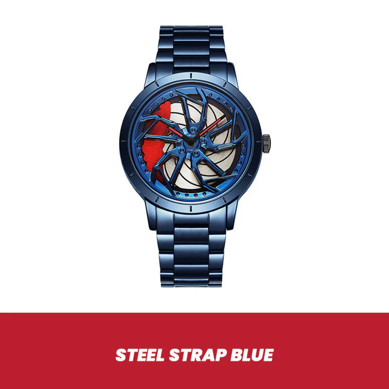 Rotating Skeleton Car Wheel Wrist Watch Rotating Skeleton Car Wheel Wrist Watch