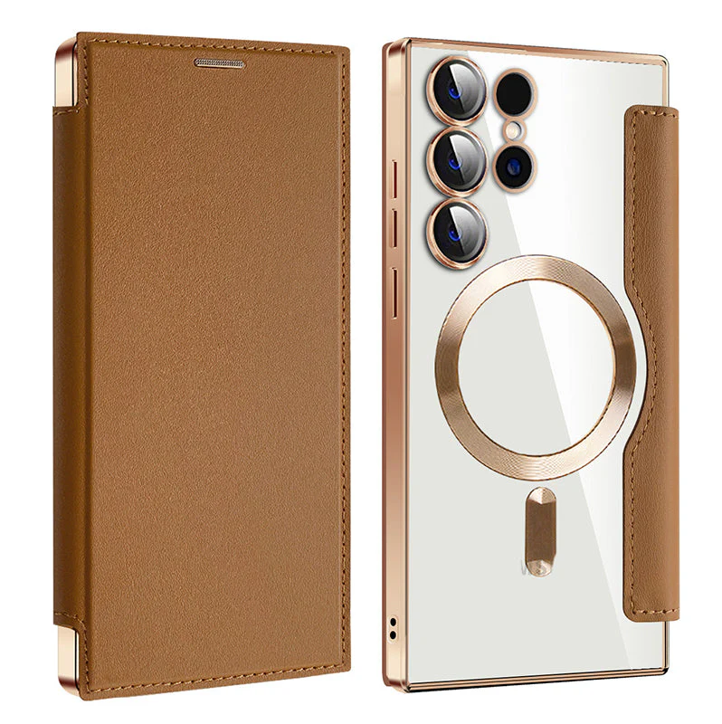 Lens Protection Magnetic Flip Phone Case For Samsung S22/S23/S24/S25