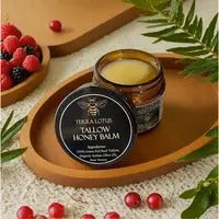 Organic Grass-Fed Beef Tallow Balm with Raw Honey - Handmade All-Natural Moisturizer for Soft, Smooth, Radiant Skin