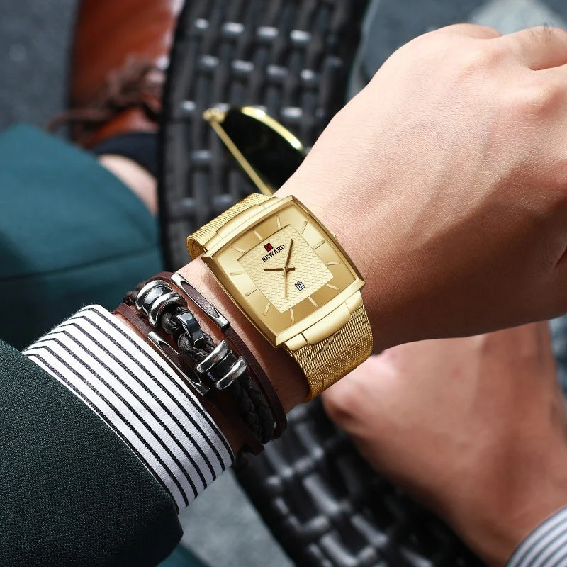 2025 Hot Sale Men’s Ultra-thin Square Mesh Belt Quartz Watch 2025 Hot Sale Men’s Ultra-thin Square Mesh Belt Quartz Watch