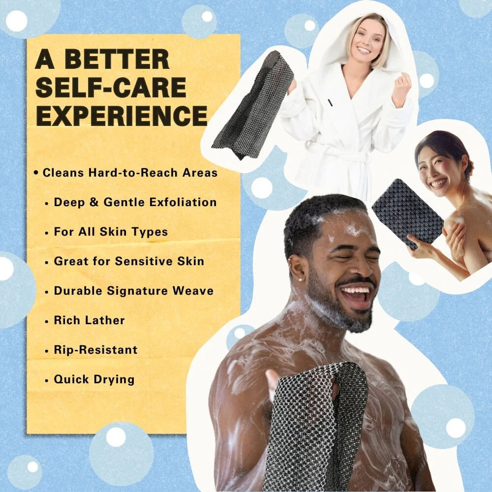 Buy 1 Get 1 Free Antibacterial Exfoliating Shower Towel