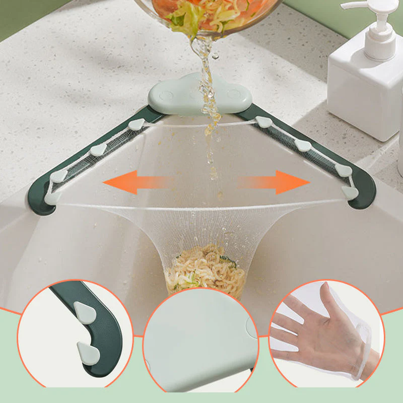 Sink Strainer Triangle Holder & Disposable Mesh Strainer