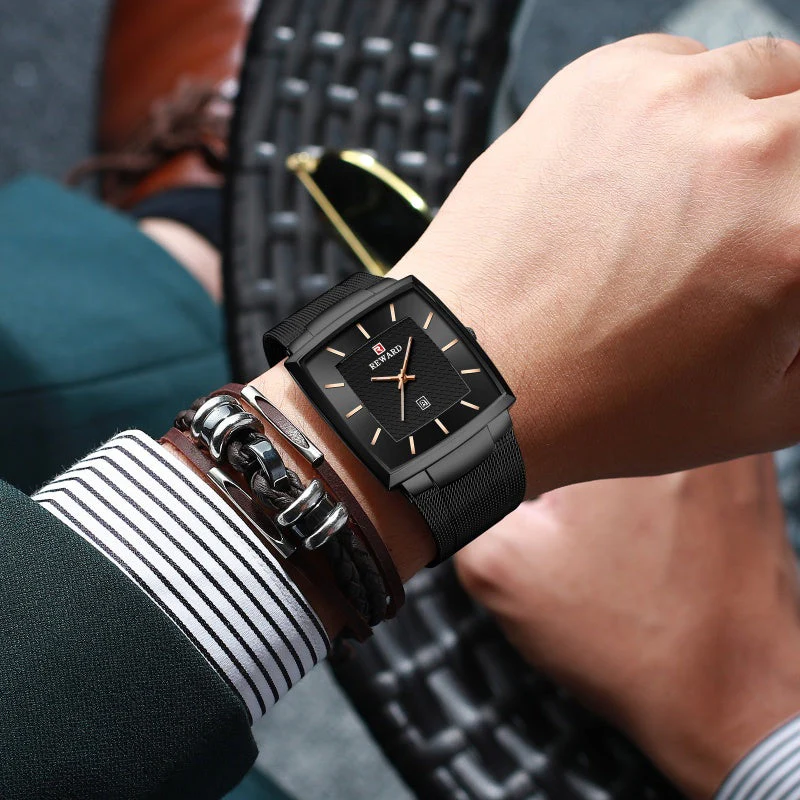 2025 Hot Sale Men’s Ultra-thin Square Mesh Belt Quartz Watch 2025 Hot Sale Men’s Ultra-thin Square Mesh Belt Quartz Watch