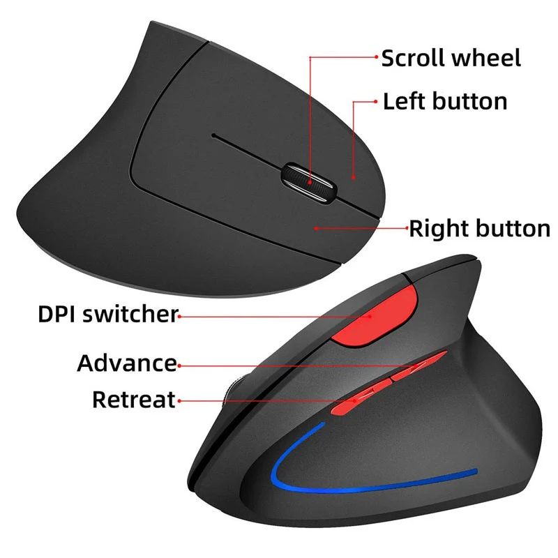 Wireless USB Rechargeable Ergonomic Vertical Optical Mouse