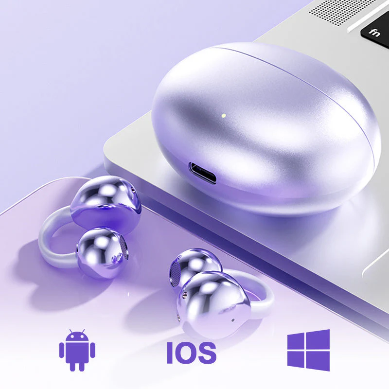 Bluetooth 5.4 Clip-On Open Ear Earbuds with Noise Cancelling