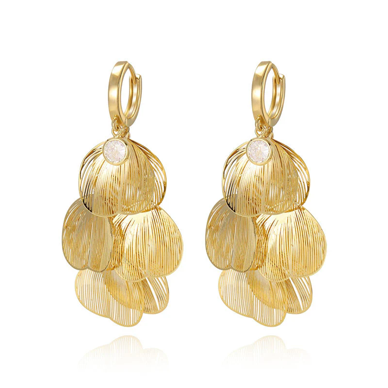 Women’s Layered Leaf Hoop Dangle Earrings