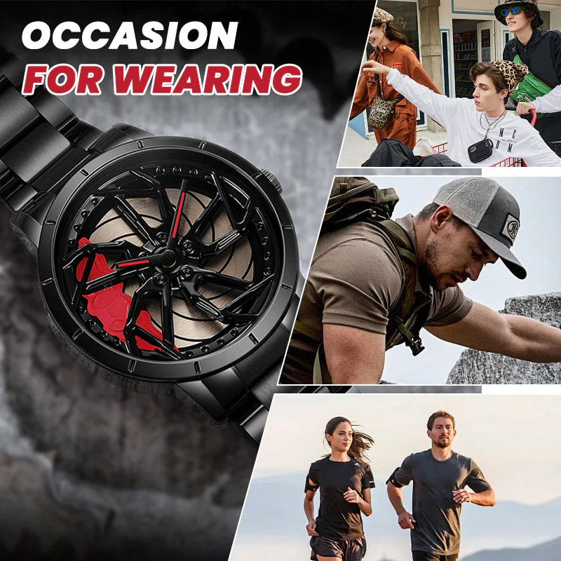 Rotating Skeleton Car Wheel Wrist Watch Rotating Skeleton Car Wheel Wrist Watch
